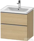 Duravit D-NEO 63,4x45,2 cm-es, 2 fiókos alsószekrény rozsdamentes acél hatású fogantyúval, mosdó és csaptelep nélkül, natúr tölgy DE4354070300000