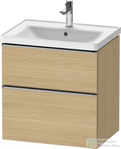 Duravit D-NEO 63,4x45,2 cm-es, 2 fiókos alsószekrény rozsdamentes acél hatású fogantyúval, mosdó és csaptelep nélkül, natúr tölgy DE4354070300000