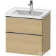 Duravit D-NEO 63,4x45,2 cm-es, 2 fiókos alsószekrény rozsdamentes acél hatású fogantyúval, mosdó és csaptelep nélkül, natúr tölgy DE4354070300000