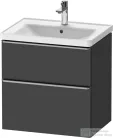 Duravit D-NEO 63,4x45,2 cm-es, 2 fiókos alsószekrény rozsdamentes acél hatású fogantyúval, mosdó és csaptelep nélkül, matt grafit DE4354070490000