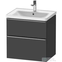   Duravit D-NEO 63,4x45,2 cm-es, 2 fiókos alsószekrény rozsdamentes acél hatású fogantyúval, mosdó és csaptelep nélkül, matt grafit DE4354070490000