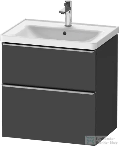 Duravit D-NEO 63,4x45,2 cm-es, 2 fiókos alsószekrény rozsdamentes acél hatású fogantyúval, mosdó és csaptelep nélkül, matt grafit DE4354070490000