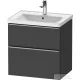 Duravit D-NEO 63,4x45,2 cm-es, 2 fiókos alsószekrény rozsdamentes acél hatású fogantyúval, mosdó és csaptelep nélkül, matt grafit DE4354070490000