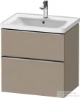 Duravit D-NEO 63,4x45,2 cm-es, 2 fiókos alsószekrény rozsdamentes acél hatású fogantyúval, mosdó és csaptelep nélkül, matt len DE4354070750000