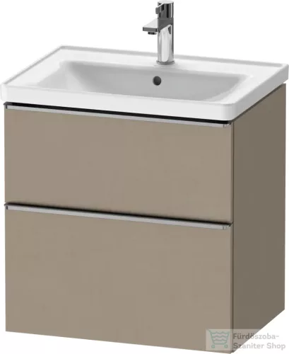 Duravit D-NEO 63,4x45,2 cm-es, 2 fiókos alsószekrény rozsdamentes acél hatású fogantyúval, mosdó és csaptelep nélkül, matt len DE4354070750000