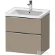 Duravit D-NEO 63,4x45,2 cm-es, 2 fiókos alsószekrény rozsdamentes acél hatású fogantyúval, mosdó és csaptelep nélkül, matt len DE4354070750000