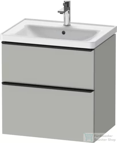 Duravit D-NEO 63,4x45,2 cm-es, 2 fiókos alsószekrény fekete színű fogantyúval, mosdó és csaptelep nélkül, matt betonszürke DE43540BD070000