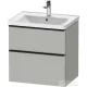 Duravit D-NEO 63,4x45,2 cm-es, 2 fiókos alsószekrény fekete színű fogantyúval, mosdó és csaptelep nélkül, matt betonszürke DE43540BD070000