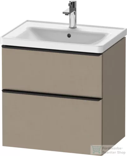 Duravit D-NEO 63,4x45,2 cm-es, 2 fiókos alsószekrény fekete színű fogantyúval, mosdó és csaptelep nélkül, matt len DE43540BD750000