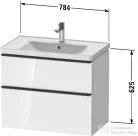 Duravit D-NEO 634x452 mm-es 2 fiókos függesztett szekrény 236780XXX mosdóhoz,White High Gloss Decor DE435502222