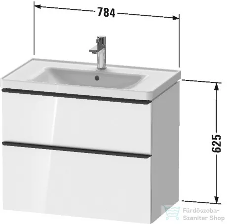 Duravit D-NEO 634x452 mm-es 2 fiókos függesztett szekrény 236780XXX mosdóhoz,White High Gloss Decor DE435502222