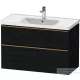 Duravit D-NEO 98,4x45,2 cm-es, 2 fiókos alsószekrény szálcsiszolt bronz fogantyúval 236710 mosdóhoz, matt fekete tölgy DE4356004160000