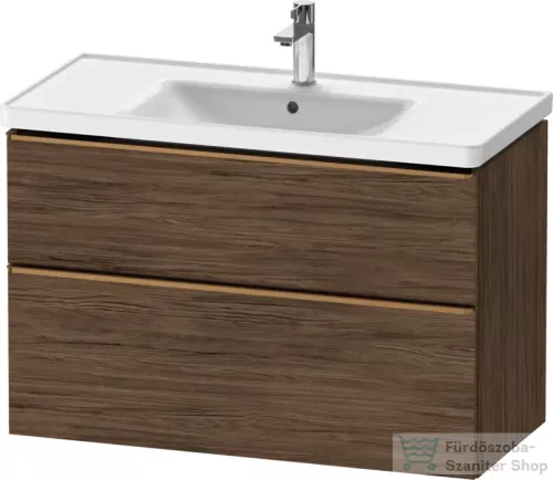 Duravit D-NEO 98,4x45,2 cm-es, 2 fiókos alsószekrény szálcsiszolt bronz fogantyúval 236710 mosdóhoz, matt sötét dió DE4356004210000