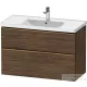 Duravit D-NEO 98,4x45,2 cm-es, 2 fiókos alsószekrény szálcsiszolt bronz fogantyúval 236710 mosdóhoz, matt sötét dió DE4356004210000