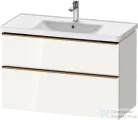 Duravit D-NEO 98,4x45,2 cm-es, 2 fiókos alsószekrény szálcsiszolt bronz fogantyúval 236710 mosdóhoz, fényes fehér DE4356004220000