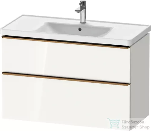 Duravit D-NEO 98,4x45,2 cm-es, 2 fiókos alsószekrény szálcsiszolt bronz fogantyúval 236710 mosdóhoz, fényes fehér DE4356004220000