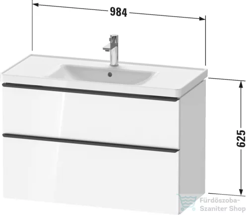 Duravit D-NEO 98,4x45,2 cm-es, 2 fiókos alsószekrény szálcsiszolt bronz fogantyúval 236710 mosdóhoz, fényes fehér DE4356004220000