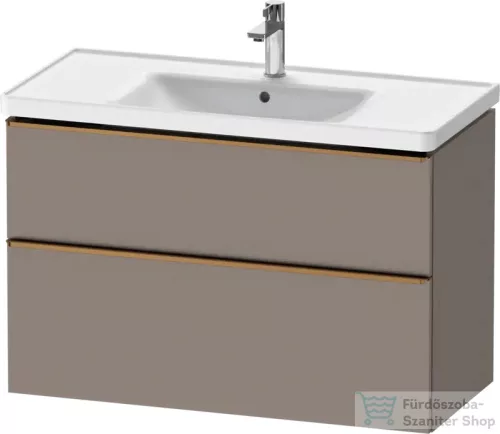 Duravit D-NEO 98,4x45,2 cm-es, 2 fiókos alsószekrény szálcsiszolt bronz fogantyúval 236710 mosdóhoz, matt bazalt DE4356004430000