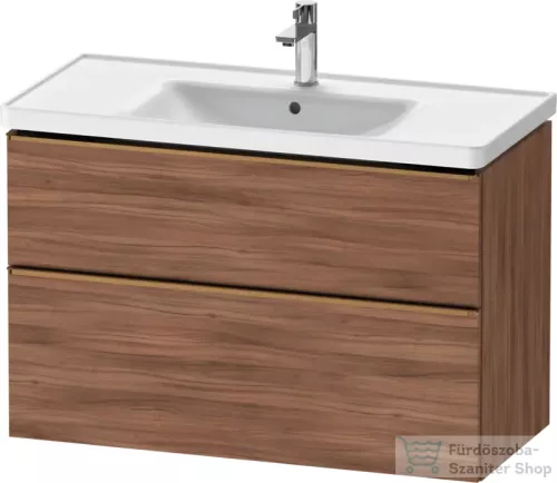 Duravit D-NEO 98,4x45,2 cm-es, 2 fiókos alsószekrény szálcsiszolt bronz fogantyúval 236710 mosdóhoz, matt dió DE4356004790000