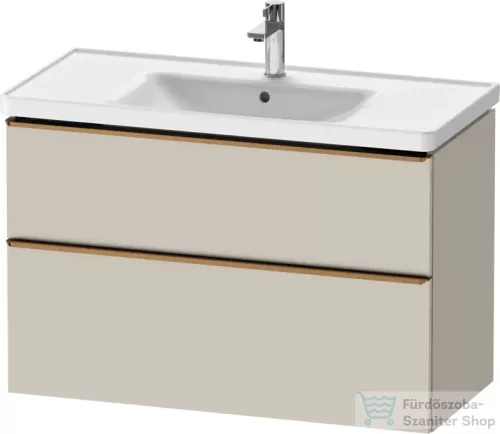 Duravit D-NEO 98,4x45,2 cm-es, 2 fiókos alsószekrény szálcsiszolt bronz fogantyúval 236710 mosdóhoz, matt taupe DE4356004910000