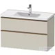 Duravit D-NEO 98,4x45,2 cm-es, 2 fiókos alsószekrény szálcsiszolt bronz fogantyúval 236710 mosdóhoz, matt taupe DE4356004910000