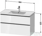 Duravit D-NEO 984x452 mm-es 2 fiókos függesztett szekrény 236710XXX mosdóhoz,White High Gloss Decor DE435602222