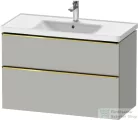 Duravit D-NEO 98,4x45,2 cm-es, 2 fiókos alsószekrény polírozott arany színű fogantyúval 236710 mosdóhoz, matt betonszürke DE4356034070000