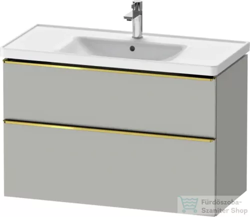 Duravit D-NEO 98,4x45,2 cm-es, 2 fiókos alsószekrény polírozott arany színű fogantyúval 236710 mosdóhoz, matt betonszürke DE4356034070000