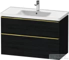 Duravit D-NEO 98,4x45,2 cm-es, 2 fiókos alsószekrény polírozott arany színű fogantyúval 236710 mosdóhoz, matt fekete tölgy DE4356034160000
