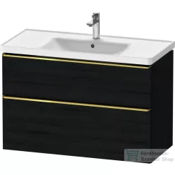   Duravit D-NEO 98,4x45,2 cm-es, 2 fiókos alsószekrény polírozott arany színű fogantyúval 236710 mosdóhoz, matt fekete tölgy DE4356034160000