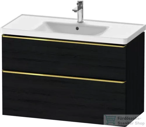 Duravit D-NEO 98,4x45,2 cm-es, 2 fiókos alsószekrény polírozott arany színű fogantyúval 236710 mosdóhoz, matt fekete tölgy DE4356034160000