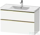 Duravit D-NEO 98,4x45,2 cm-es, 2 fiókos alsószekrény polírozott arany színű fogantyúval 236710 mosdóhoz, matt fehér DE4356034180000