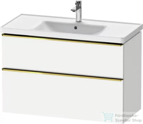 Duravit D-NEO 98,4x45,2 cm-es, 2 fiókos alsószekrény polírozott arany színű fogantyúval 236710 mosdóhoz, matt fehér DE4356034180000