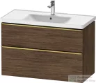 Duravit D-NEO 98,4x45,2 cm-es, 2 fiókos alsószekrény polírozott arany színű fogantyúval 236710 mosdóhoz, matt sötét dió DE4356034210000
