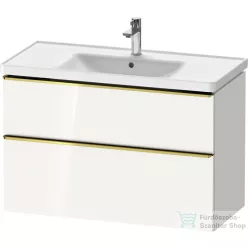   Duravit D-NEO 98,4x45,2 cm-es, 2 fiókos alsószekrény polírozott arany színű fogantyúval 236710 mosdóhoz, fényes fehér DE4356034220000