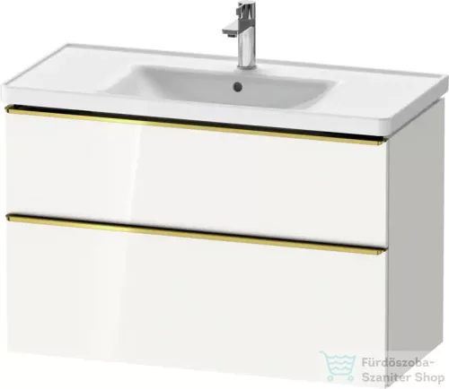 Duravit D-NEO 98,4x45,2 cm-es, 2 fiókos alsószekrény polírozott arany színű fogantyúval 236710 mosdóhoz, fényes fehér DE4356034220000
