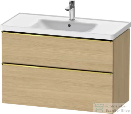 Duravit D-NEO 98,4x45,2 cm-es, 2 fiókos alsószekrény polírozott arany színű fogantyúval 236710 mosdóhoz, natúr tölgy DE4356034300000