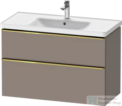Duravit D-NEO 98,4x45,2 cm-es, 2 fiókos alsószekrény polírozott arany színű fogantyúval 236710 mosdóhoz, matt bazalt DE4356034430000