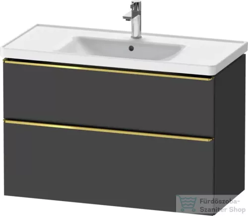 Duravit D-NEO 98,4x45,2 cm-es, 2 fiókos alsószekrény polírozott arany színű fogantyúval 236710 mosdóhoz, matt grafit DE4356034490000