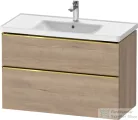 Duravit D-NEO 98,4x45,2 cm-es, 2 fiókos alsószekrény polírozott arany színű fogantyúval 236710 mosdóhoz, márványos tölgy DE4356034550000