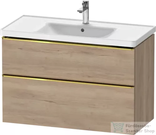 Duravit D-NEO 98,4x45,2 cm-es, 2 fiókos alsószekrény polírozott arany színű fogantyúval 236710 mosdóhoz, márványos tölgy DE4356034550000