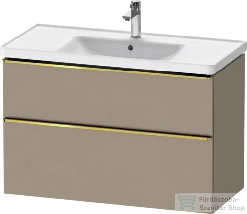 Duravit D-NEO 98,4x45,2 cm-es, 2 fiókos alsószekrény polírozott arany színű fogantyúval 236710 mosdóhoz, matt len DE4356034750000