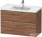 Duravit D-NEO 98,4x45,2 cm-es, 2 fiókos alsószekrény polírozott arany színű fogantyúval 236710 mosdóhoz, matt dió DE4356034790000