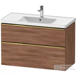   Duravit D-NEO 98,4x45,2 cm-es, 2 fiókos alsószekrény polírozott arany színű fogantyúval 236710 mosdóhoz, matt dió DE4356034790000
