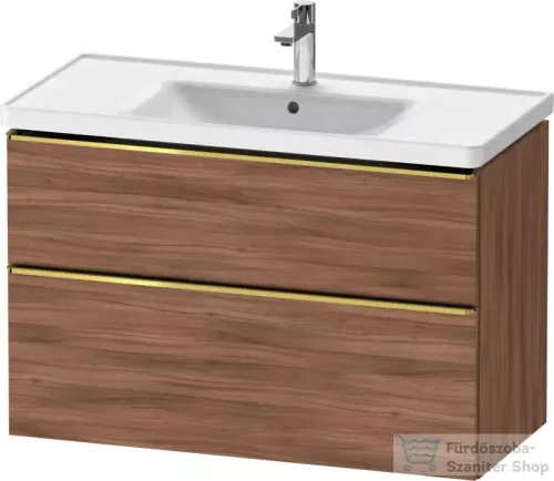 Duravit D-NEO 98,4x45,2 cm-es, 2 fiókos alsószekrény polírozott arany színű fogantyúval 236710 mosdóhoz, matt dió DE4356034790000