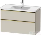 Duravit D-NEO 98,4x45,2 cm-es, 2 fiókos alsószekrény polírozott arany színű fogantyúval 236710 mosdóhoz, matt taupe DE4356034910000