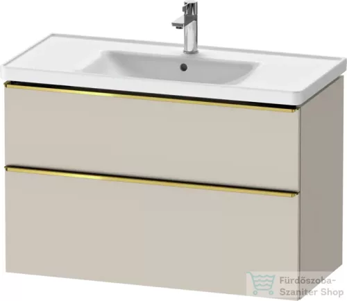 Duravit D-NEO 98,4x45,2 cm-es, 2 fiókos alsószekrény polírozott arany színű fogantyúval 236710 mosdóhoz, matt taupe DE4356034910000