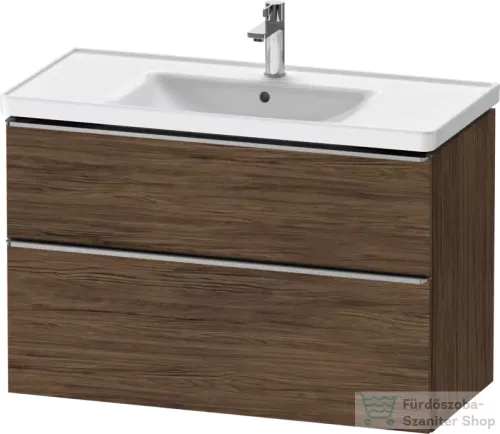 Duravit D-NEO 98,4x45,2 cm-es, 2 fiókos alsószekrény rozsdamentes acél színű fogantyúval 236710 mosdóhoz, matt sötét dió DE4356070210000