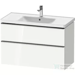   Duravit D-NEO 98,4x45,2 cm-es, 2 fiókos alsószekrény rozsdamentes acél színű fogantyúval 236710 mosdóhoz, fényes fehér DE4356070220000