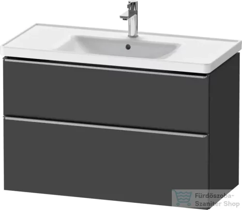 Duravit D-NEO 98,4x45,2 cm-es, 2 fiókos alsószekrény rozsdamentes acél színű fogantyúval 236710 mosdóhoz, matt grafit DE4356070490000